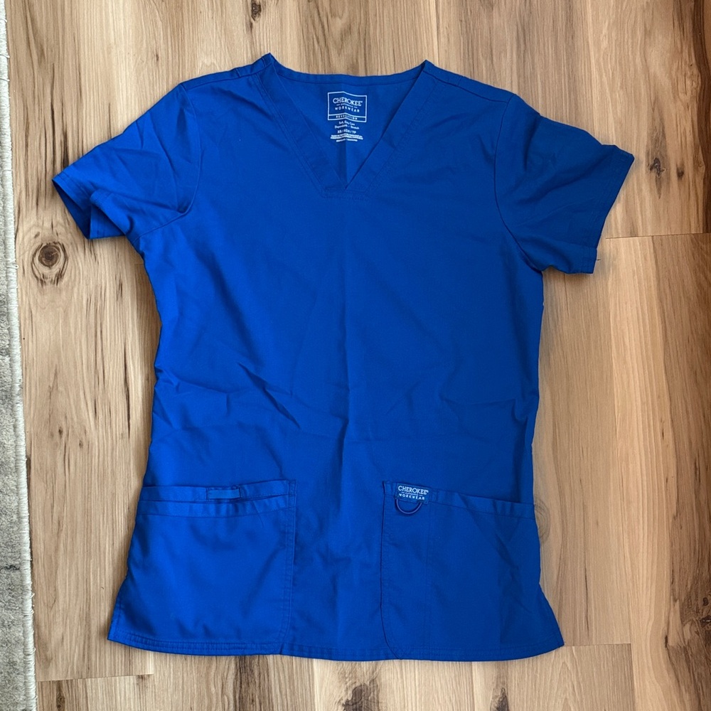 Cherokee Royal Blue V-Neck Scrub Top